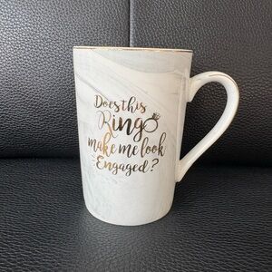 White and Gold Engaged Mug, Engagement gift ✨